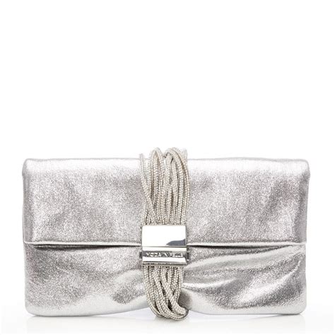 metallic silver clutch